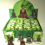Boeddha in tasje kleur 5 cm .