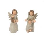 TIJD. UITV. Engel Isa met kind 6.5cm crème / bruin 2 ass.