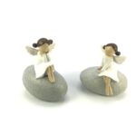 Stone-Art Engel op steen H8 B7 cm 2 ass.