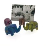 Speksteen memo olifant kaart/foto houder ass. 9x4.5x5.5cm