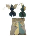 Hanger engel ALLEEN GROEN met goud 14x14x8cm ass.