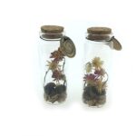 Flesje met droogbloemen crème/goud  5x13cm