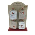 Roodborstje sentiment-troost hangers 8x10.5x0.2 cm / 4 ass.