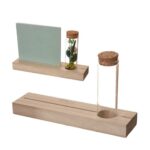 Houten kaarthouder met vaasje 20x5x2cm (excl. accessoires)