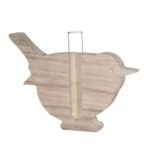 Robuust houten vogel met vaasje 18x2.8x13.5cm (excl. accessoires)