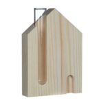 Robuust houten huis met vaasje 10x3x14 cm (excl. accessoires)