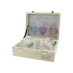 Edelsteen hart in zakje 3cm amethist, bergkristal,of rozenkwarts