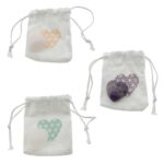 Edelsteen hart in zakje 3cm amethist, bergkristal,of rozenkwarts - Afbeelding 2