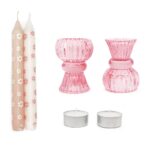 Giftbox Duo Candle pink flower (waxinelichthouder en/of kandelaar) - Afbeelding 2