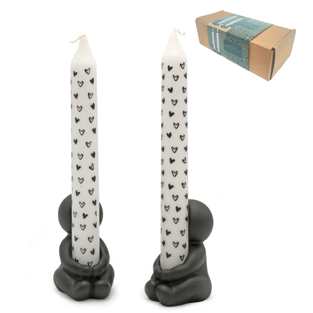 36505-giftbox-hug-kaars-zwart Giftbox Hug Candle black hearts (hug-kandelaar) - Afbeelding 1