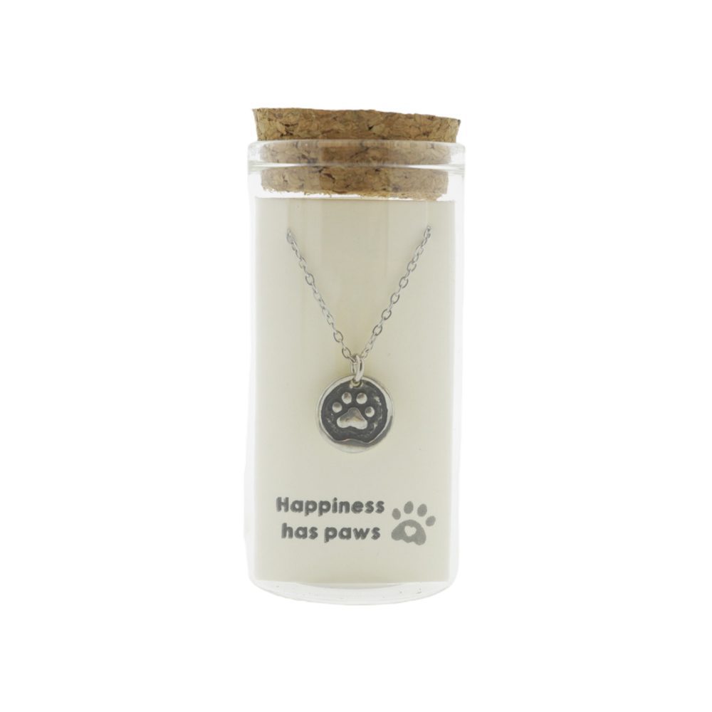 28217-Ketting-met-hanger-hondenpoot-in-glazen-buisje Ketting met hanger hondenpoot in glazen buisje (3x6.5cm) - Afbeelding 1