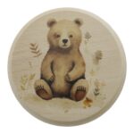 Dierenlijstje Beer beukenhout Ø10cm in cadeauverpakking