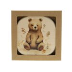 Dierenlijstje Beer beukenhout Ø10cm in cadeauverpakking - Afbeelding 3