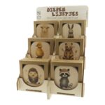 Display Compleet voor Dierenlijstjes beukenhout Ø10cm in cadeauverpakking