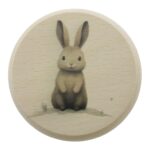 Dierenlijstje Konijn beukenhout Ø10cm in cadeauverpakking