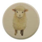 Dierenlijstje Schaap beukenhout Ø10cm in cadeauverpakking
