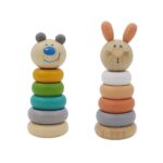 Houten stapeltoren konijn/beer (ass.)