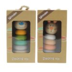 Houten stapeltoren konijn/beer (ass.) - Afbeelding 2