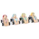 Houten pullback race-auto (kleur ass.)