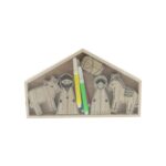 Kerststal hout 6 delig om zelf te kleuren 20x12cm