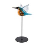 Sculptuur vogel "Kingfisher / IJsvogel" glas (16x17,5x27cm)