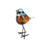 Sculptuur vogel "Bird bruin op voet" glas (12x8,5x14,5cm)