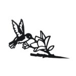 Tuinsteker "Kolibri" zwart metaal 36x21cm