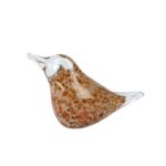 Sculptuur vogel "Bird liggend bruin" glas (15x6x9,5cm)