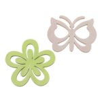 Decohout Pastel bloem/vlinder (4cm)