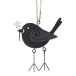 Vogel met bloem metaal (8x9cm)