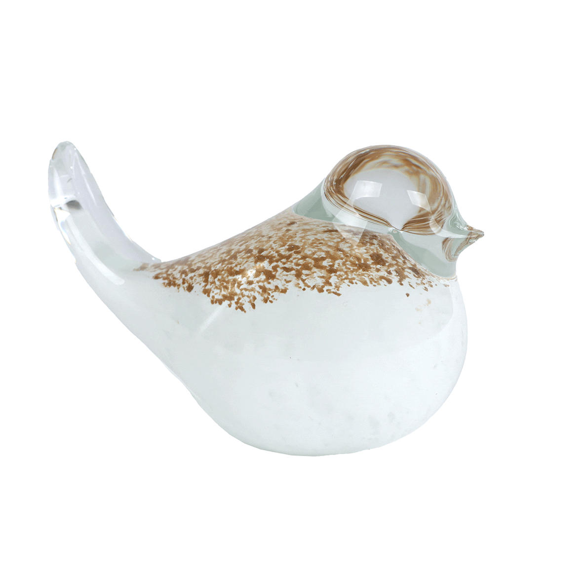 10763-Sculptuur-vogel-Bird-wit-goud-glas-(11x6x7,5cm) Sculptuur vogel "Bird wit / goud" glas (11x6x7,5cm) - Afbeelding 1