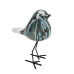 Sculptuur vogel "Bird blauw op voet" glas (14,5x8,5x16cm)
