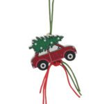 Gelukspoppetje Kerst-auto plat (2,5cm)