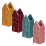 Bloemvaas huisjes Amsterdam middel vintage 4ass. (3x3x8cm)