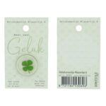 Geluksmuntje klavertje 4 "Heel veel geluk" op kaart (9x5,5cm) - Afbeelding 2