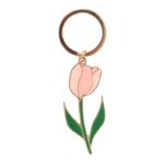 Sleutelhanger Tulp roze metaal