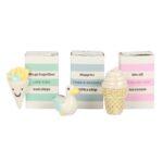 Keramieken Meeuw, ijs en patatje in luciferdoosje (6x3x4cm)