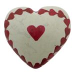 Speksteen Hart "Love" rood/wit (3cm) - Afbeelding 2
