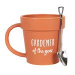 Keramische mok in bloempotvorm met scheplepel "Gardener of the Year" in geschenksdoos - Afbeelding 4