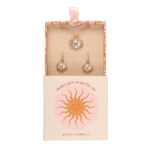 Ketting en Oorbellen "Zon" in cadeaudoos (8x8x3cm)