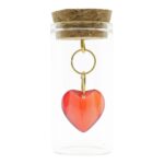 Glazen hartje "Little bottle lots of love" in buisje (6x3cm)