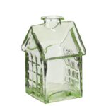 Bloemvaas Glazen huisje groen (7x7,5x12cm)