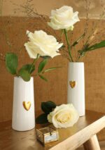 Bloemvaas Kegel wit met gouden hart middel (Ø6×13cm) - Afbeelding 2