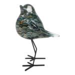 Sculptuur vogel "Bird op voet grijs" glas (11,5x8,5x16cm)