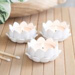 Set van 3 witte lotusbloem theelichthouders - Afbeelding 2
