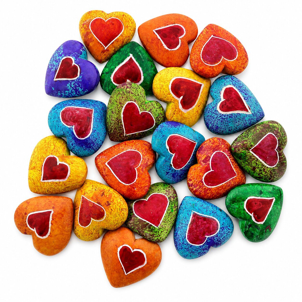 29160-1 Speksteen Hartjes gekleurd ass. (3x3cm) - Afbeelding 1