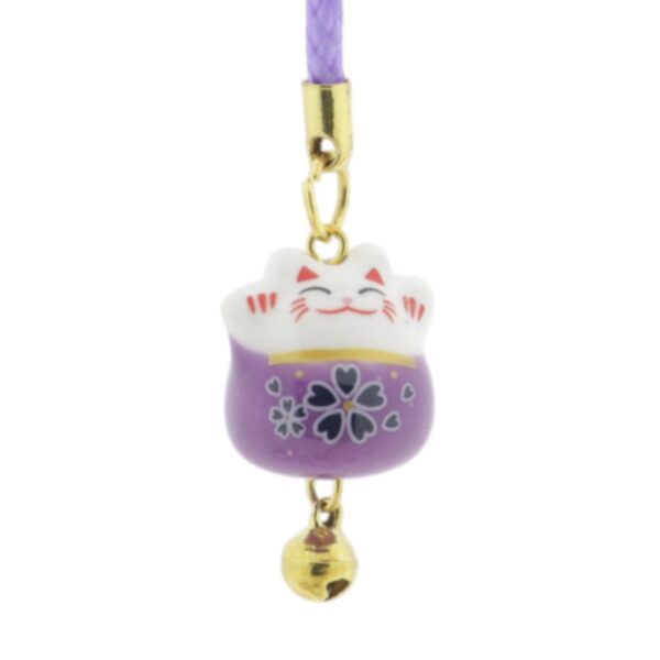 Gelukspoppetje gelukskat porselein met belletje (1,5cm)