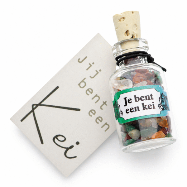 Jij bent een kei (flesje met edelsteentjes)