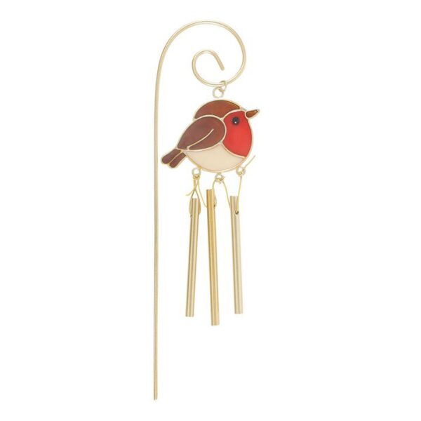 Suncatcher Roodborstje windgong met steker (21x11cm)