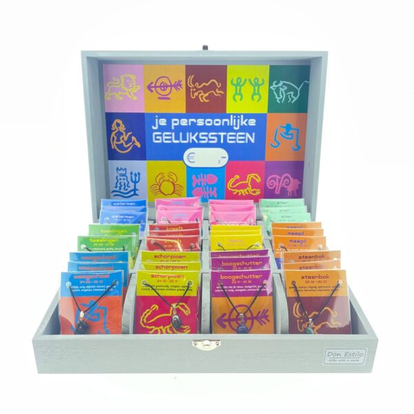 Edelsteenhanger Gelukssteen - 3x12 - Display kist